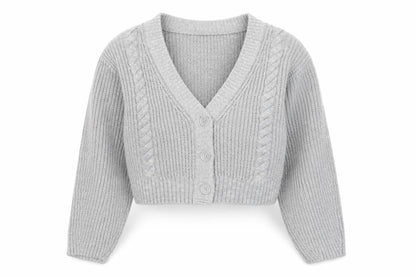 H&M Divided Women Grey Cable-Knit Cropped Cardigan Size S