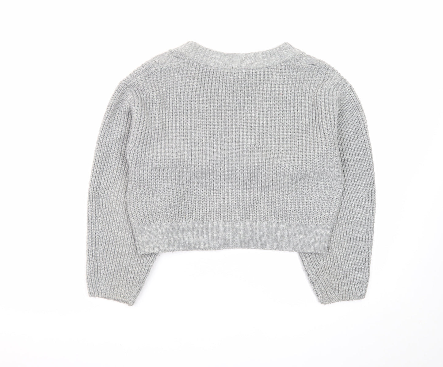 H&M Divided Women Grey Cable-Knit Cropped Cardigan Size S
