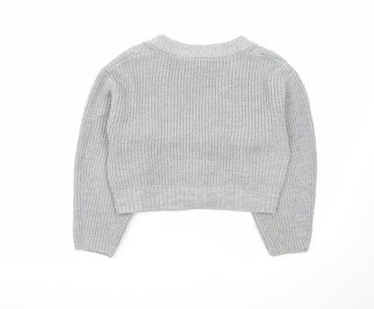 H&M Divided Women Grey Cable-Knit Cropped Cardigan Size S