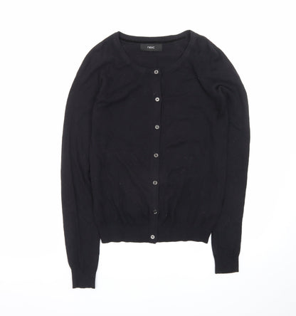 Next Women's Black Crew Neck Cardigan Size 8 Cotton Blend