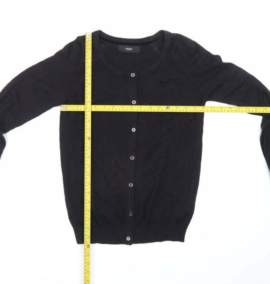 Next Women's Black Crew Neck Cardigan Size 8 Cotton Blend