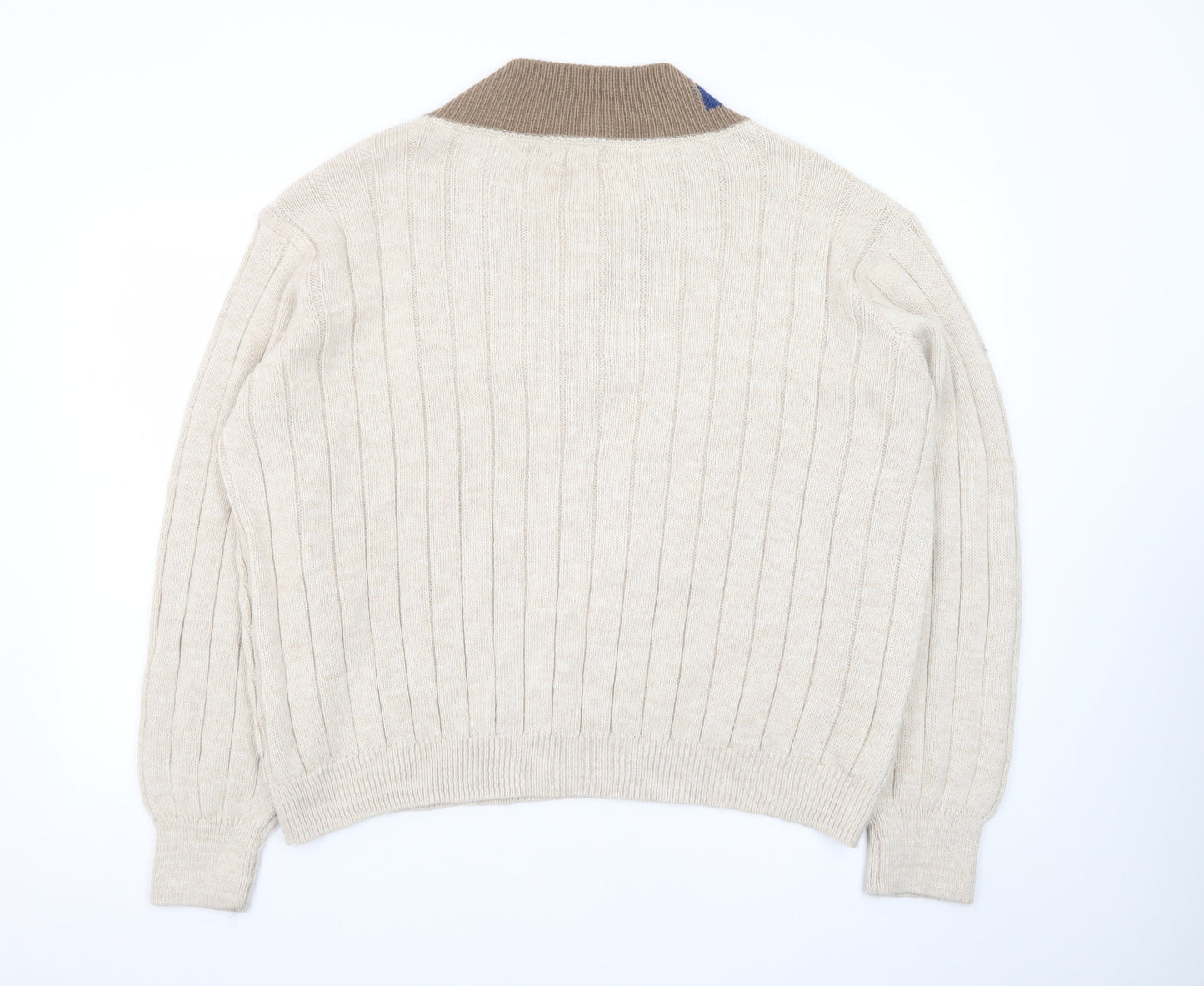 In The Style Women’s Beige Cable-Knit V-Neck Pullover Jumper Size 14