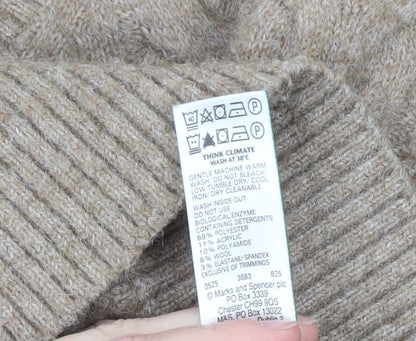 Marks and Spencer Womens Beige V-Neck Cable-Knit Jumper M