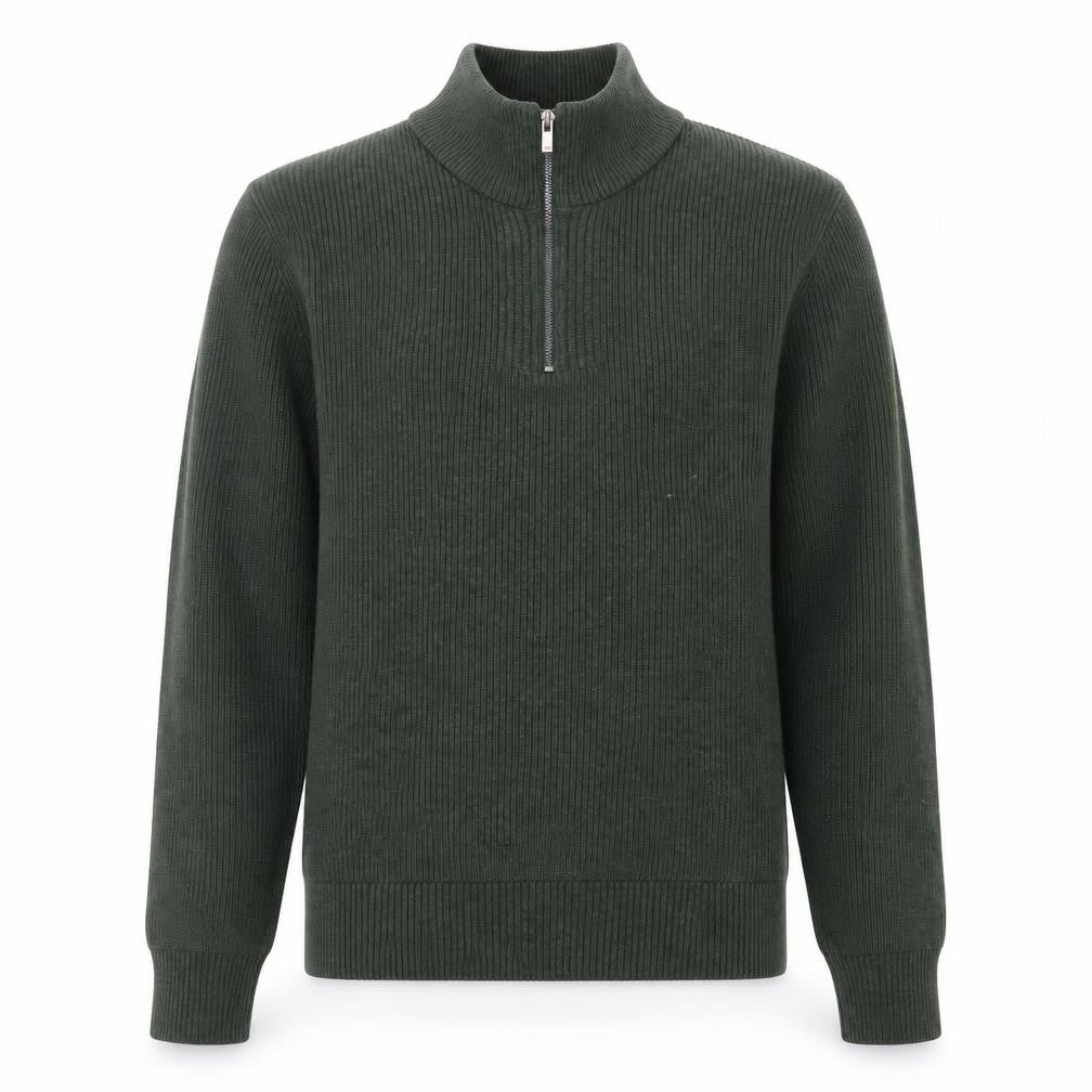 Marks & Spencer Men’s Green Cotton Blend 1/2 Zip Jumper Size S