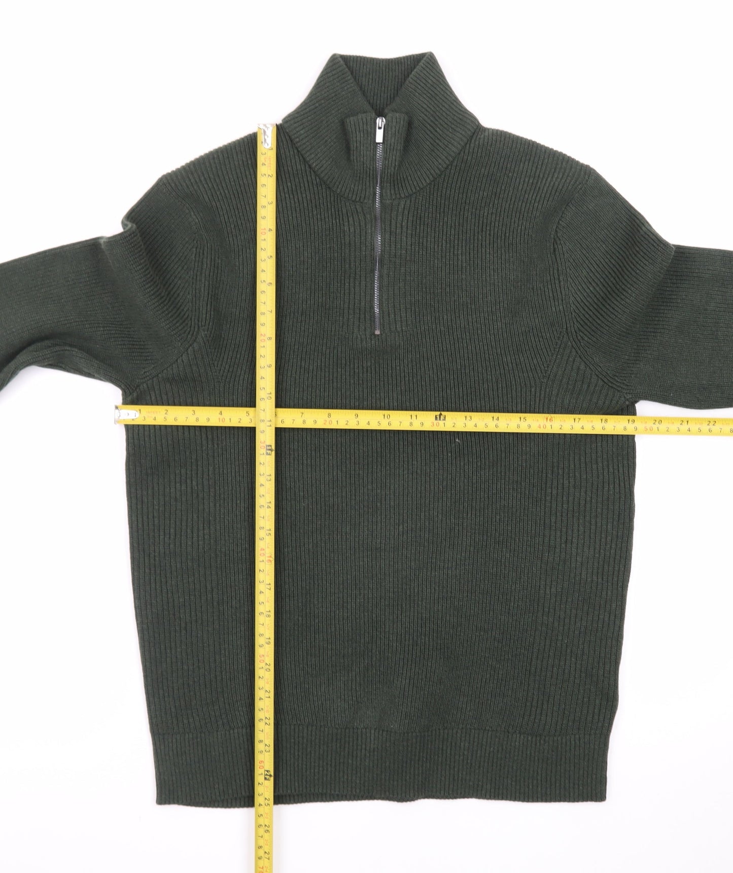 Marks and Spencer Men’s Green Cotton Blend 1/2 Zip Jumper Size S