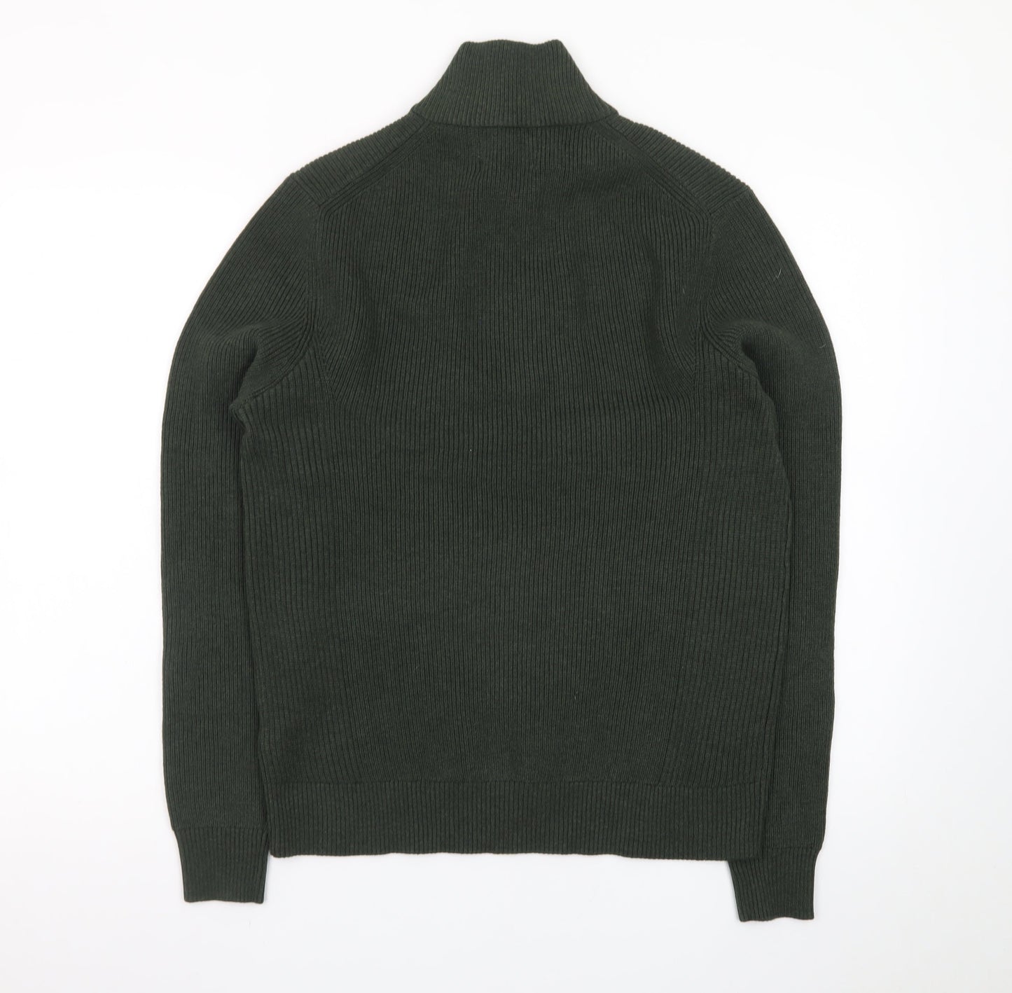 Marks and Spencer Men’s Green Cotton Blend 1/2 Zip Jumper Size S