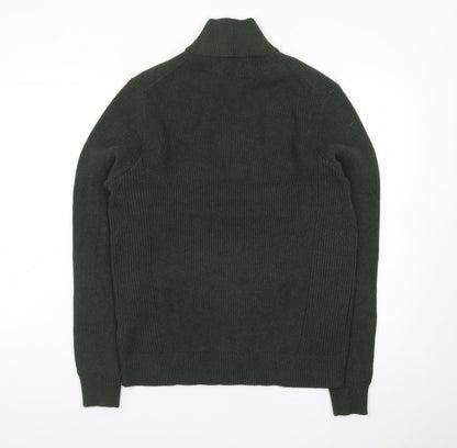 Marks and Spencer Men’s Green Cotton Blend 1/2 Zip Jumper Size S