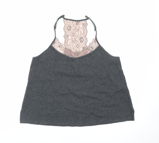 Mint Velvet Women’s Grey Lace Back Halter Camisole Top Size 14