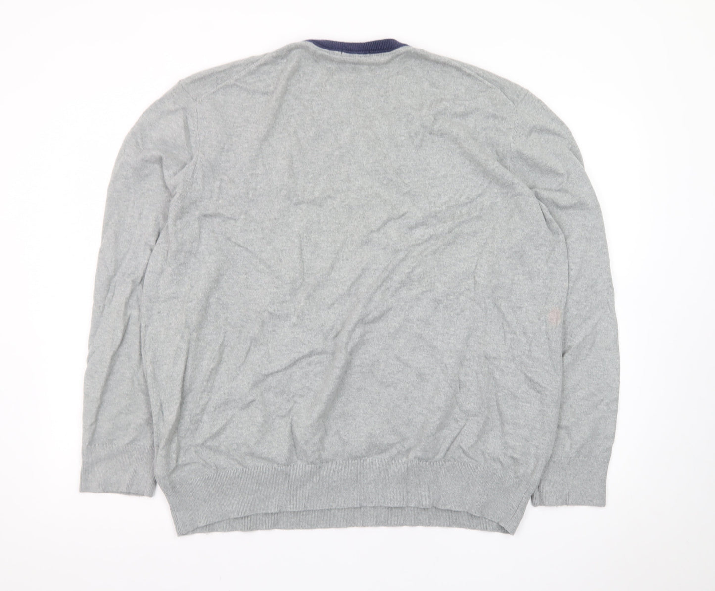 Timberland Men’s Grey V-Neck Cotton Wool Knit Jumper 2XL