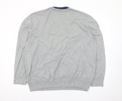 Timberland Men’s Grey V-Neck Cotton Wool Knit Jumper 2XL