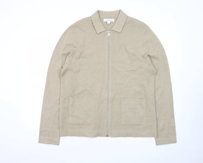 Marks and Spencer Men Beige Cotton Zip Jacket Size L