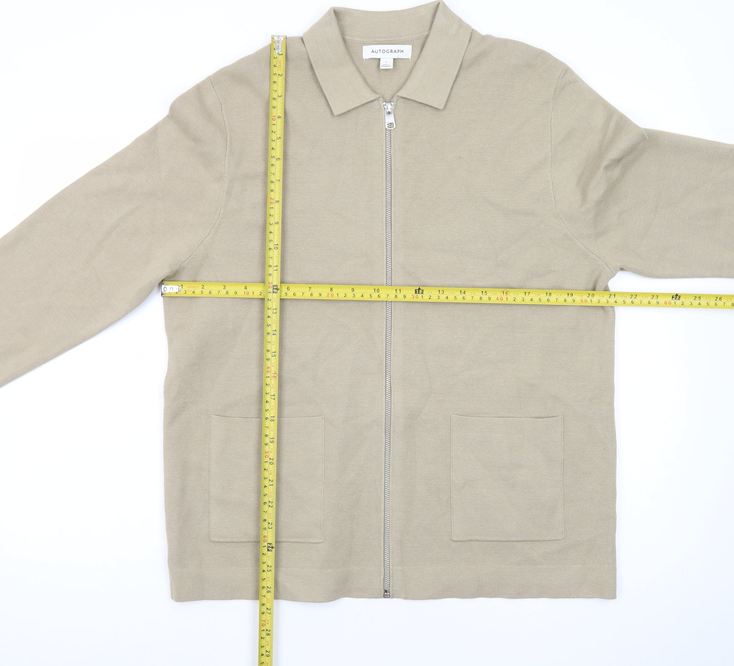 Marks and Spencer Men Beige Cotton Zip Jacket Size L