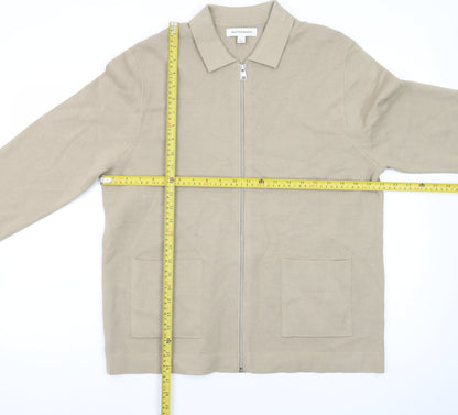 Marks and Spencer Men Beige Cotton Zip Jacket Size L
