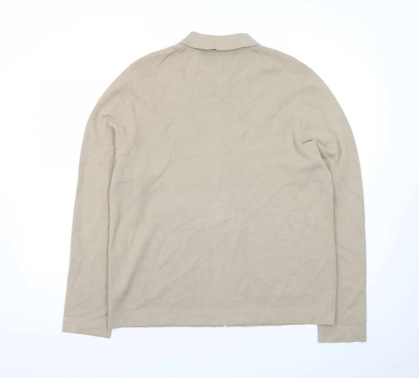 Marks and Spencer Men Beige Cotton Zip Jacket Size L