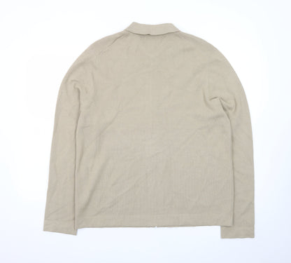 Marks and Spencer Men Beige Cotton Zip Jacket Size L