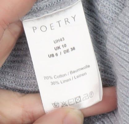 Poetry Women Grey Cotton Linen Jumper Dress Size 10