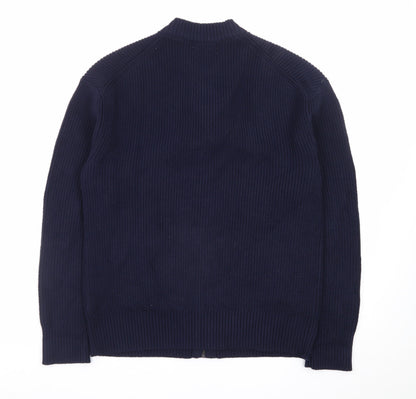 Marks and Spencer Men's Blue Full Zip Knit Jumper Medium