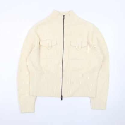 Marks and Spencer Women’s Ivory Full Zip Knit Jumper Size M