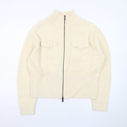 Marks and Spencer Women’s Ivory Full Zip Knit Jumper Size M