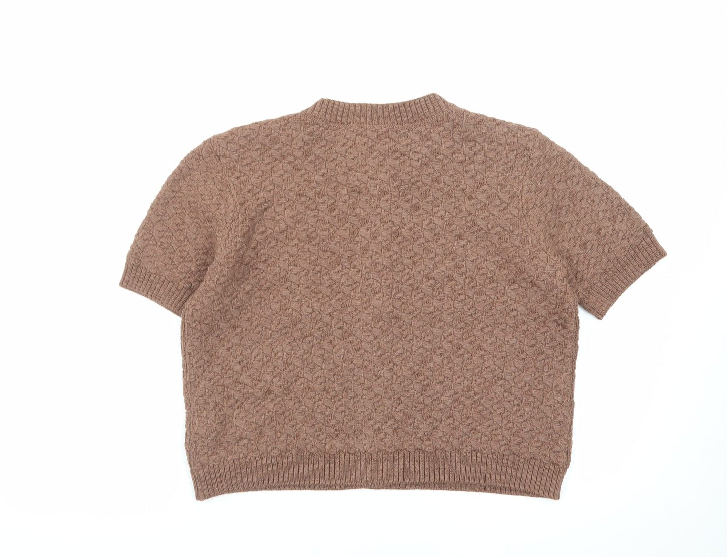 Marks and Spencer Women Brown Knit Short Sleeve Cardigan M