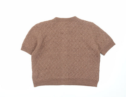 Marks and Spencer Women Brown Knit Short Sleeve Cardigan M
