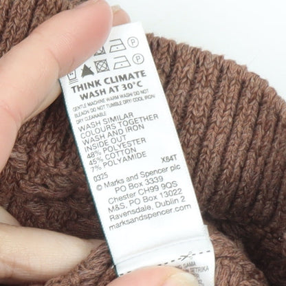 Marks and Spencer Women Brown Knit Short Sleeve Cardigan M