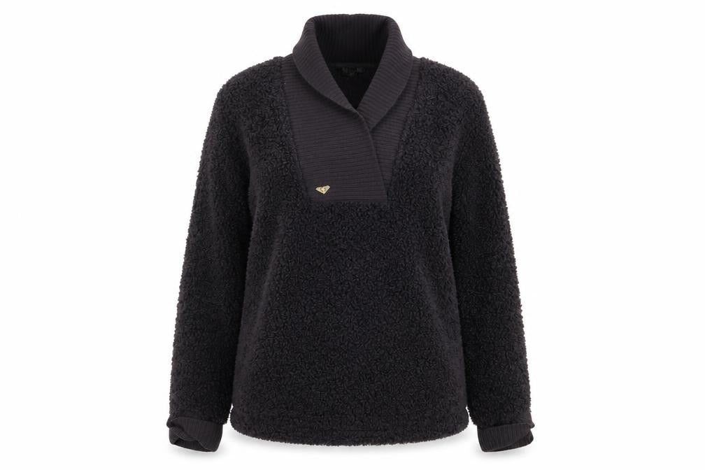 Roxy Women's Black Shawl Collar Fleece Jumper Size S