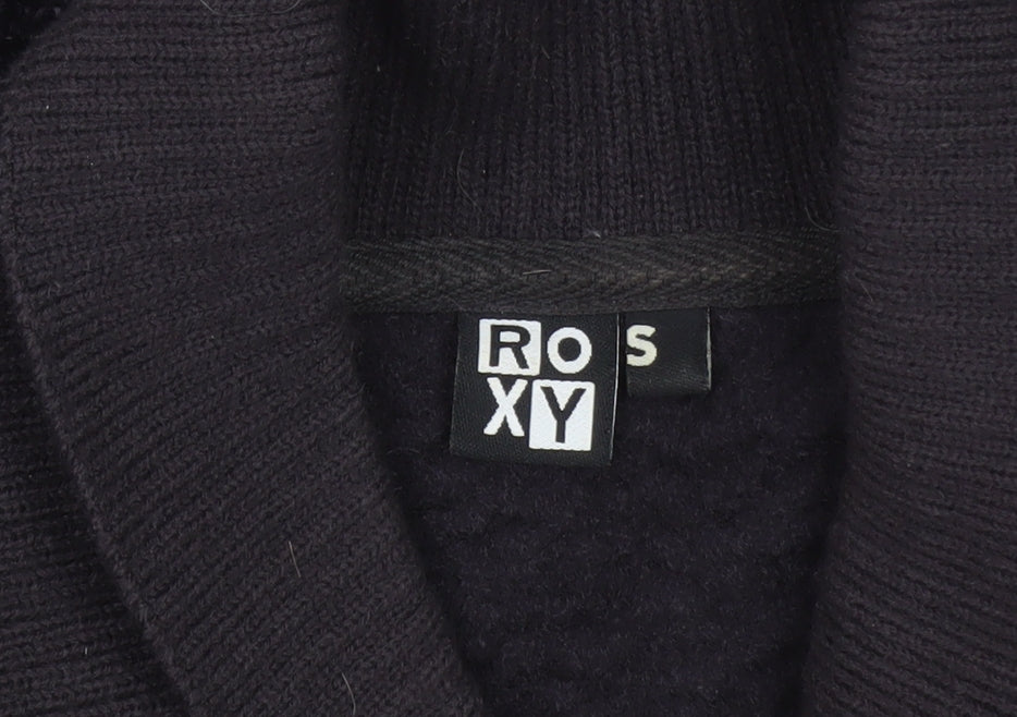 Roxy Women's Black Shawl Collar Fleece Jumper Size S