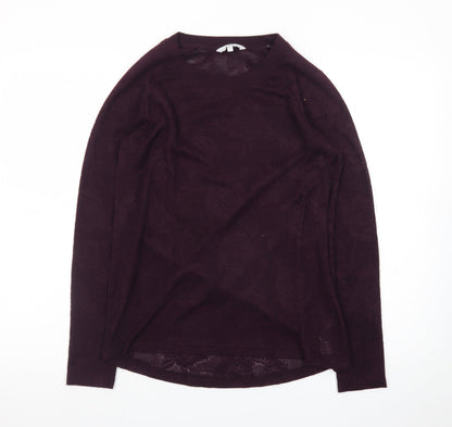 Marks and Spencer Womens Purple Floral Knit Pullover Jumper Size 14