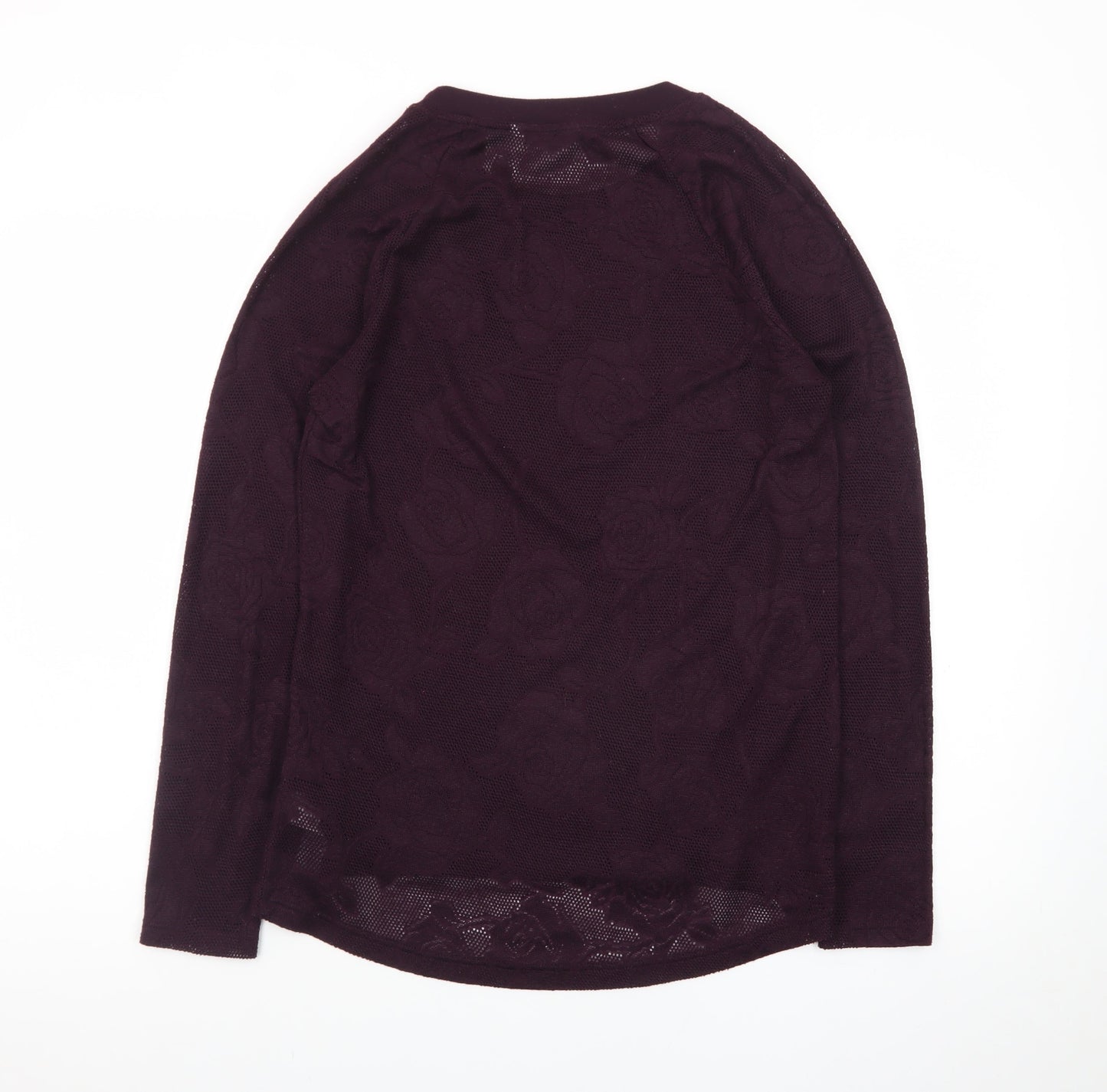 Marks and Spencer Womens Purple Floral Knit Pullover Jumper Size 14