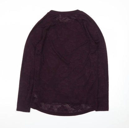 Marks and Spencer Womens Purple Floral Knit Pullover Jumper Size 14