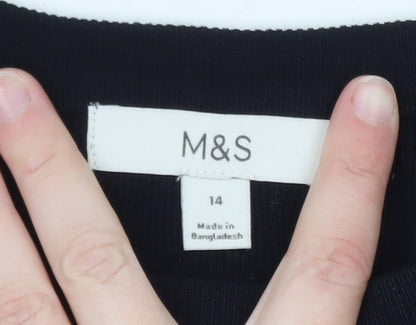 Marks and Spencer Womens Purple Floral Knit Pullover Jumper Size 14