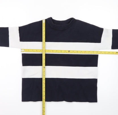 Hobbs Womens Navy White Striped Cotton Crew Neck Jumper XS