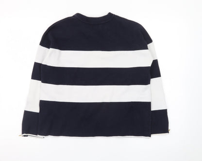 Hobbs Womens Navy White Striped Cotton Crew Neck Jumper XS