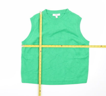Marks and Spencer Women's Green Knit Sleeveless Vest Jumper L