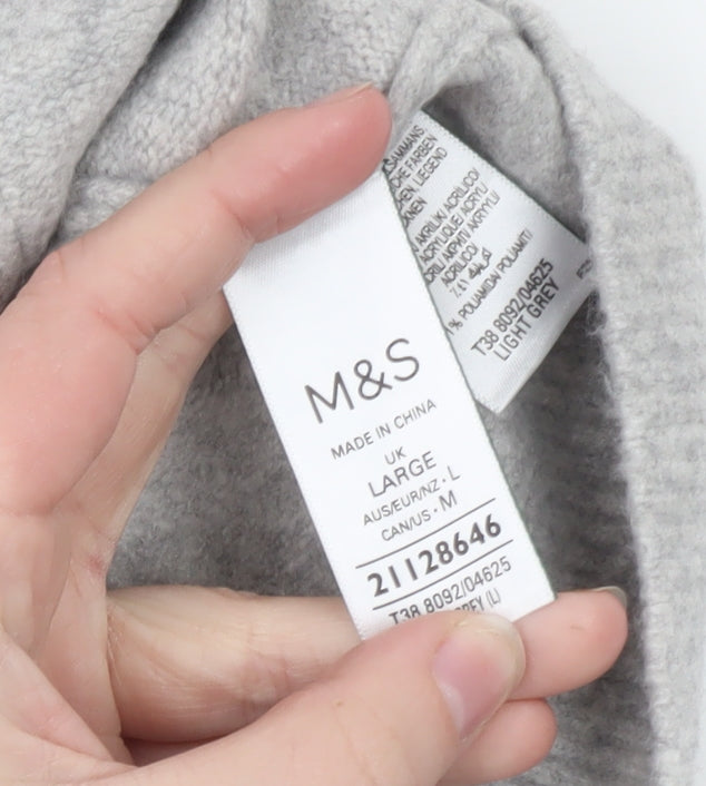 Marks and Spencer Women's Grey Collared Short Sleeve Knit Cardigan L