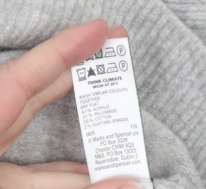 Marks and Spencer Women's Grey Collared Short Sleeve Knit Cardigan L