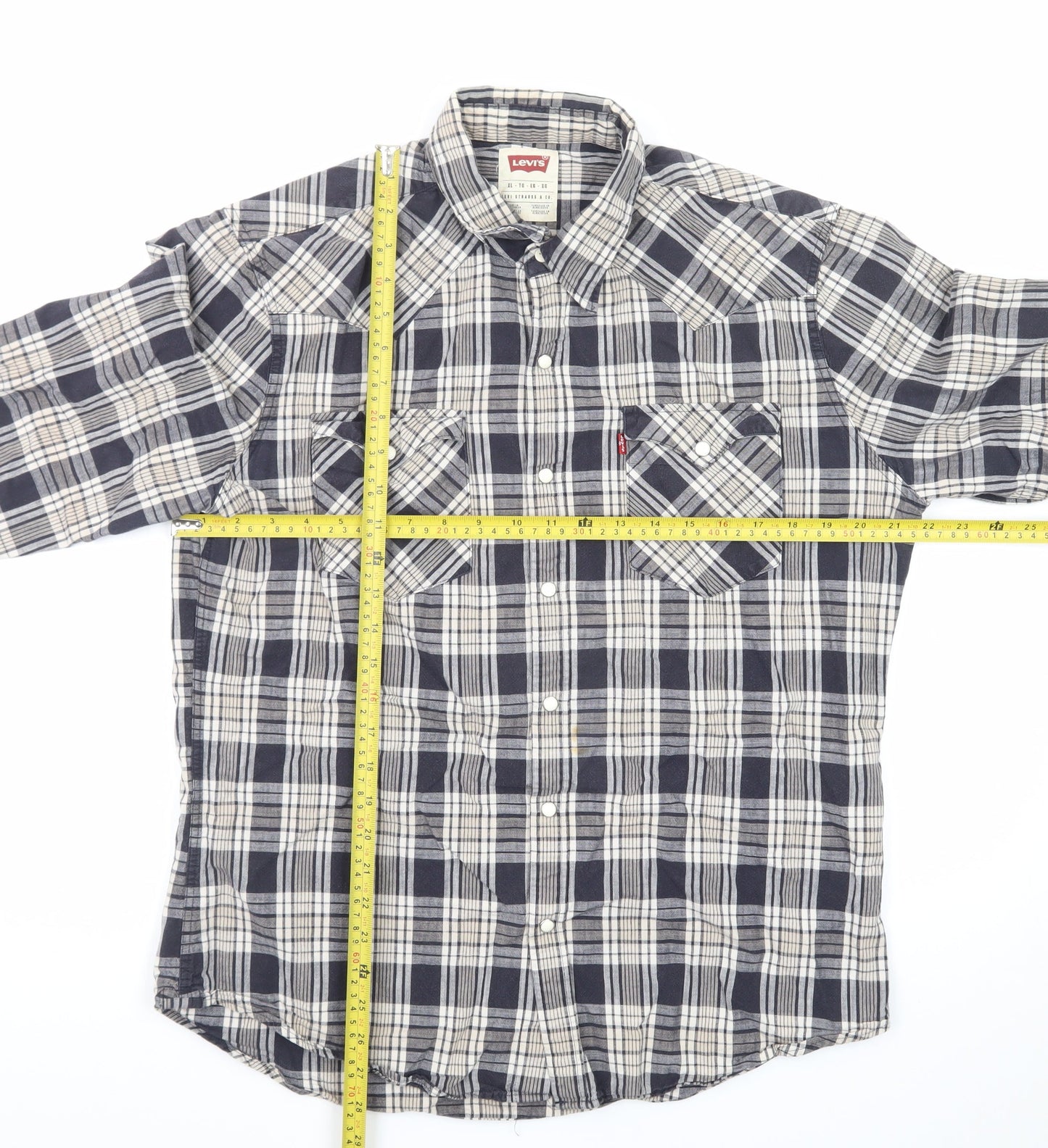 Levi's Men's Blue Check Flannel Long Sleeve Button-Up Shirt XL
