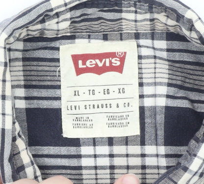 Levi's Men's Blue Check Flannel Long Sleeve Button-Up Shirt XL