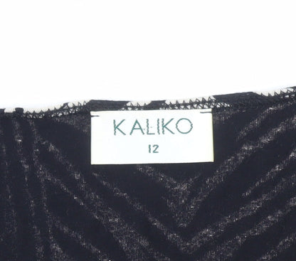 Kaliko Women's Black Animal Print Wrap Midi Dress Size 12