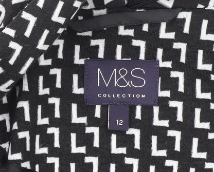 Marks and Spencer Women’s Black Geometric Blazer Size 12