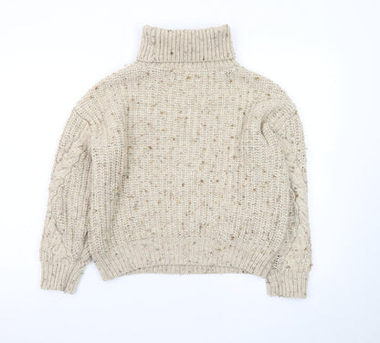 Marks and Spencer Womens Beige Roll Neck Chunky Knit Jumper M
