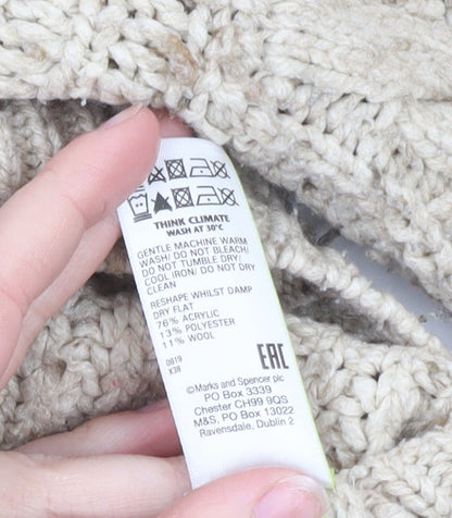 Marks and Spencer Womens Beige Roll Neck Chunky Knit Jumper M