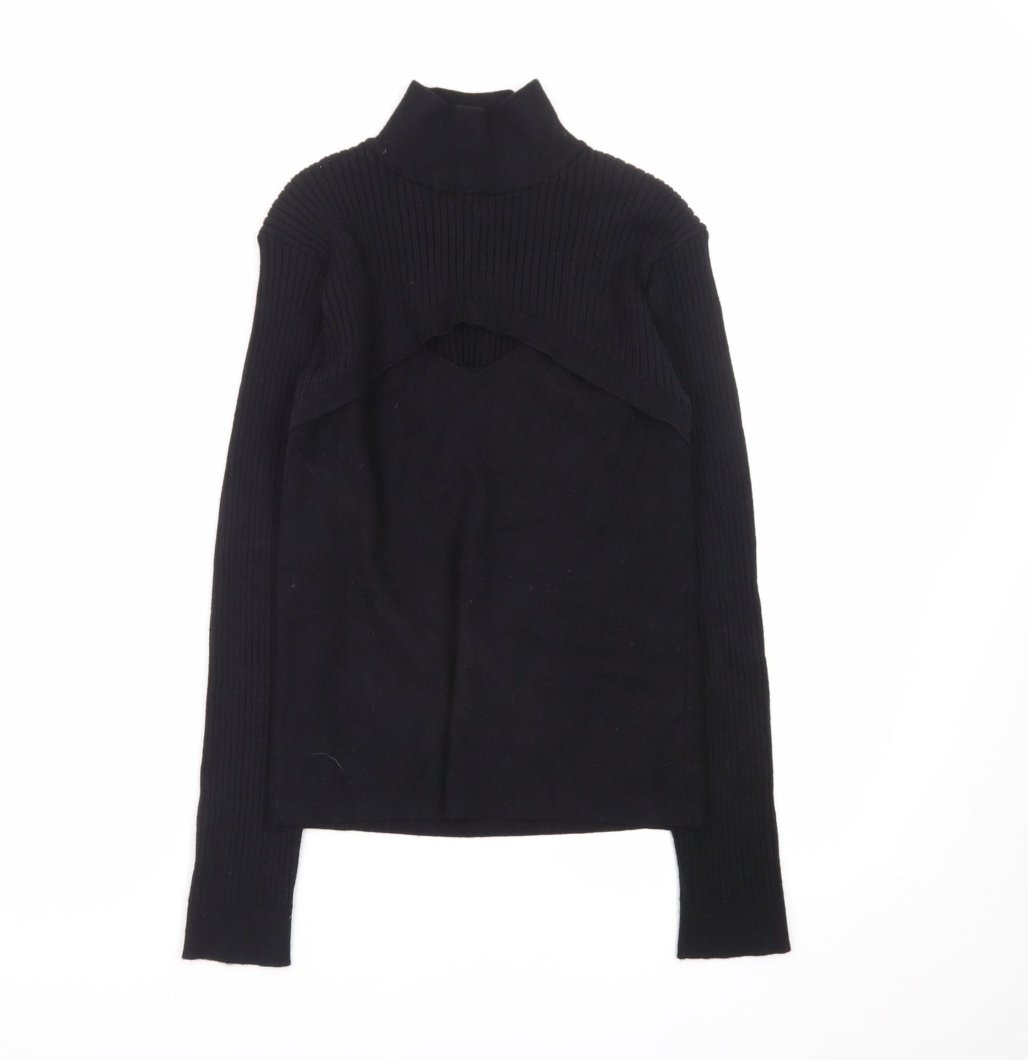 QED London Women Black M Roll Neck Long Sleeve Pullover Jumper