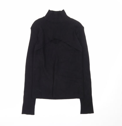 QED London Women Black M Roll Neck Long Sleeve Pullover Jumper