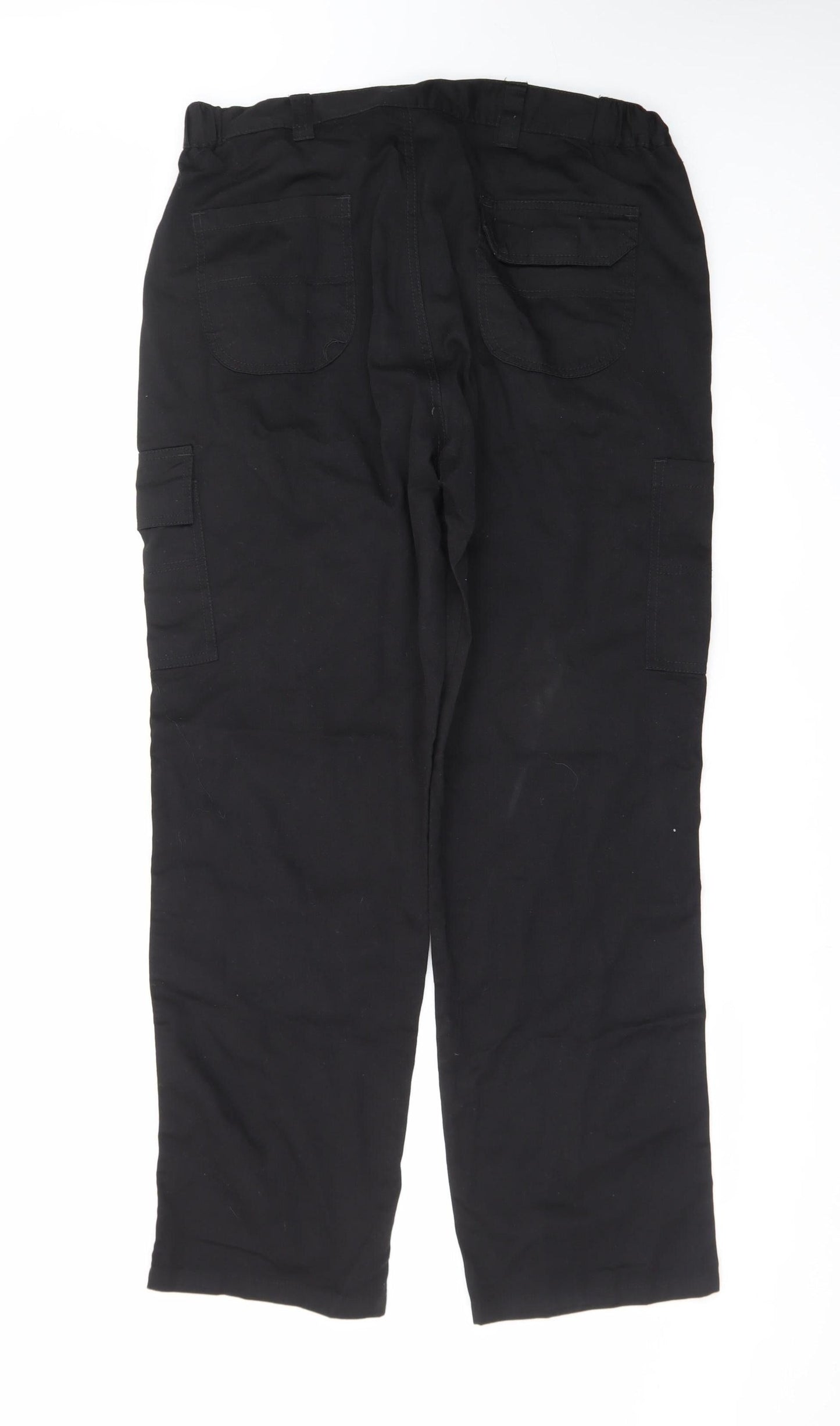BKS Men's Black Cargo Work Trousers 38R Polyester Cotton