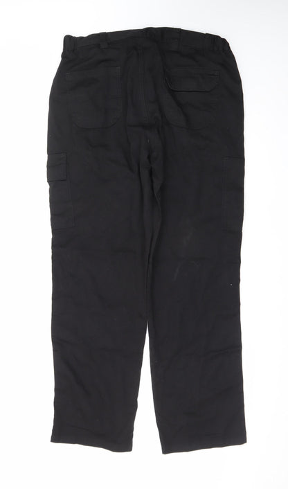 BKS Men's Black Cargo Work Trousers 38R Polyester Cotton