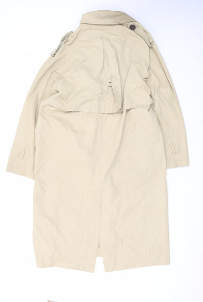 Zara Women's Beige Long Trench Coat Size 12 Classic Style