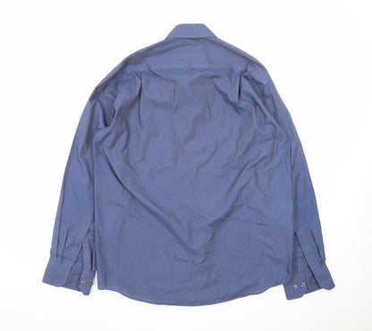 Marks and Spencer Men's Blue 15.5in Non-Iron Regular Fit Dress Shirt