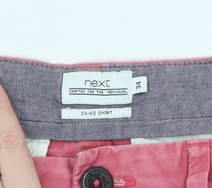 Next Men’s Pink Chino Shorts Size 34 Regular Cotton Casual